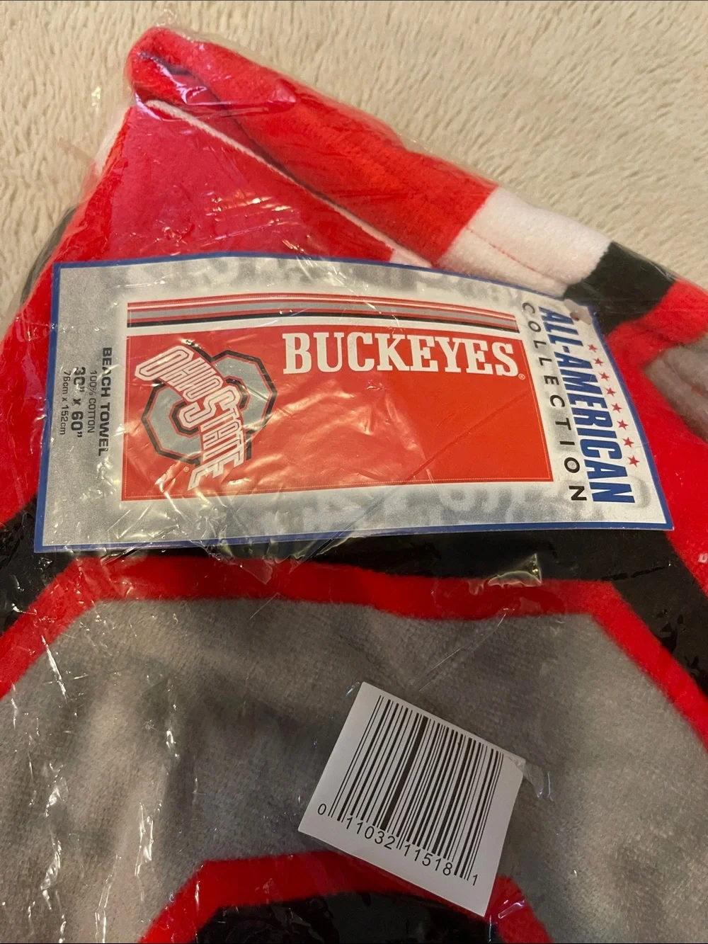 All American collection beach towel Ohio state red unisex New